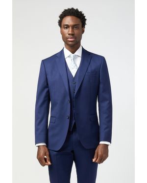 Alexandre Silver Label Tailored Fit Italian Super 110''s Twill Jacket - Blue