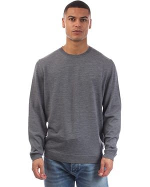 BOSS Bagritte-e Extra-fine Merino Trui In Grijs