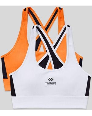 TOMMY LIFE Fitted Sleeveless Crop Sports Top - White