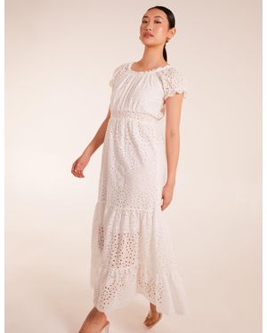 Blue Vanilla Vanilla Broderie Anglaise Puff Sleeve Maxi Dress - Pink