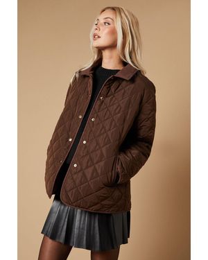 Oasis Padded Cord Collar Jacket - Brown