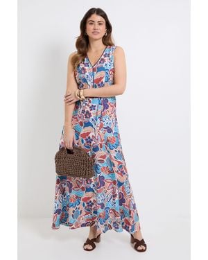 Wallis Abstract Floral Frill Hem Maxi Dress - White