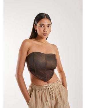 Pink Vanilla Watermark Seam Corset Top - Brown