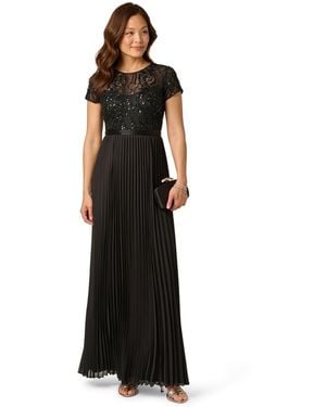 Adrianna Papell Bead Pleat Long Dress - Black