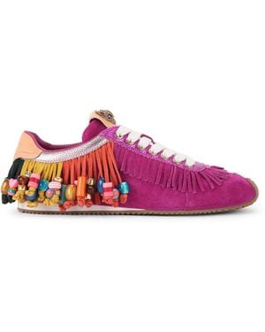 Kurt Geiger Suede Islington Beaded Tassel Trainers - Pink