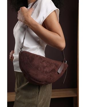 Where's That From 'Cloud' Suede Crossbody Shoulder Bag - Brown