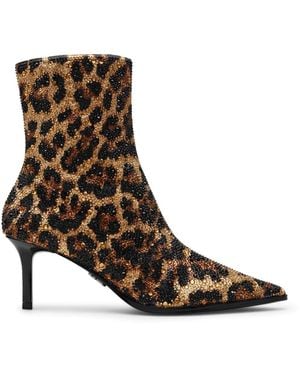 Steve Madden Leopard Patterned Ankle Stiletto Heel Boots - Brown