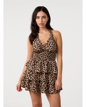 Pink Vanilla Halterneck Rara Dress - Brown