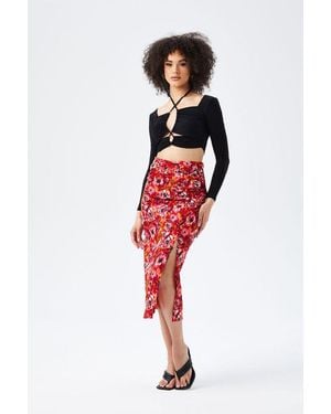 Urban Bliss Fuschia Gathered Detail Midi Skirt