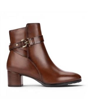 Pikolinos Leather Ankle Heeled Boots - Brown