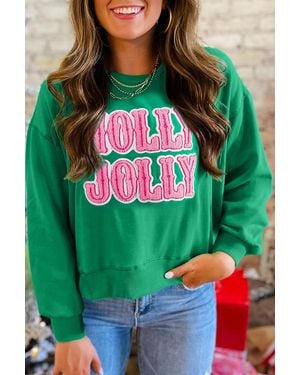 Azura Exchange Holly Jolly Graphic Sweatshirt - Green