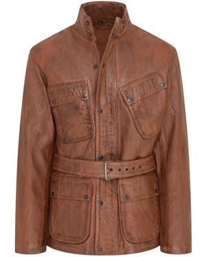 Infinity Leather Lamb Safari Parka Jacket - Brown
