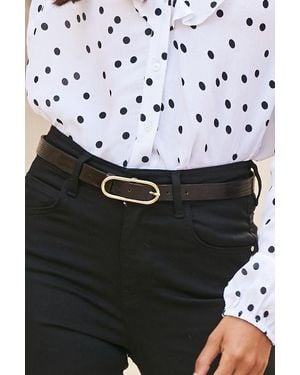 Sosandar Chocolate Croc Effect Leather Waist Belt With Round Buckle - White