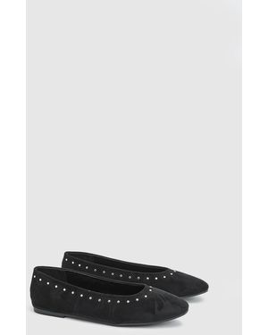 Good for the Sole Alex Faux Suede Super Padded Flexi Studded Ballet Court Shoes - Black