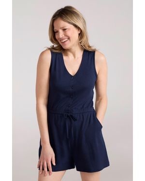 Mountain Warehouse 'Bahamas' Playsuit With Adjustable Waistband Comfy Everyday Jumpsuit Cotton - Blue