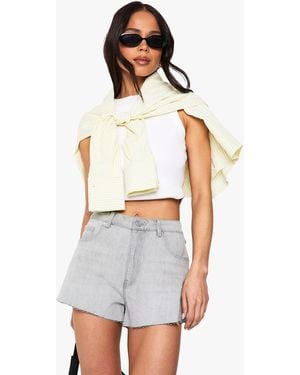 Boohoo Raw Hem Denim Short - White