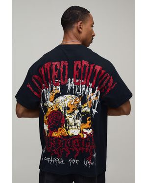 BoohooMAN Oversized Limited Edition Over The Seams Print T-Shirt - Red