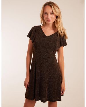 Blue Vanilla Lurex Flutter Sleeve Mini Dress - Black
