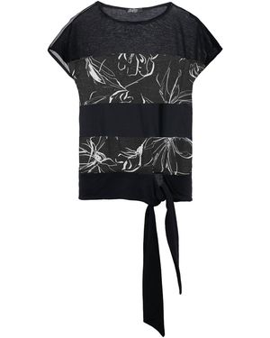 Conquista Floral Print Top With Ties Cotton - Black