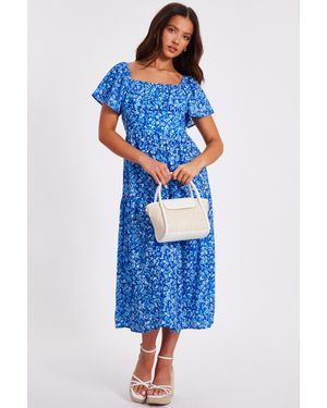 Quiz Petite Floral Print Midi Dress - Blue