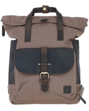 Fenland Sheepskin Real Leather X Canvas Backpack - Brown