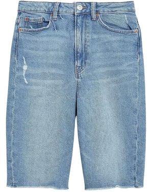 Secret Label Denim Distressed Knee Shorts - Blue