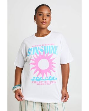 Boohoo Plus Sunshine Printed T Shirt - White