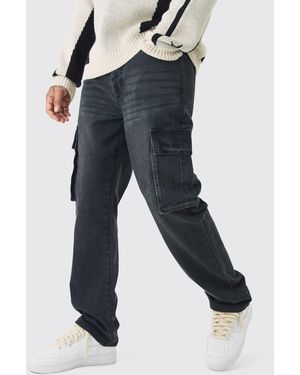 BoohooMAN Tall Straight Rigid Cargo Jeans - Blue