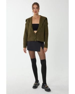Hiccup Relaxed Fit Buttoned Knit Cardigan - Green