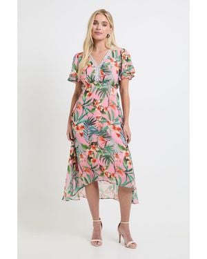 Wallis Petite Floral Chiffon Sequin Insert Midi Dress - White