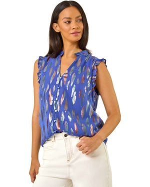 D.u.s.k Foil Print Sleeveless Top - Blue