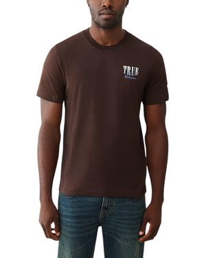 TRUE RELIGION 700655 T Shirts Crew Neck Short Sleeve Summer Soft Cotton Tee - Brown