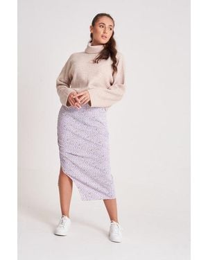 Urban Bliss Oatmeal Crop Roll Neck Wide Rib Jumper - Pink
