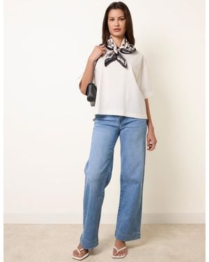 Blue Vanilla Hem Wide Leg Soft Jeans - Blue