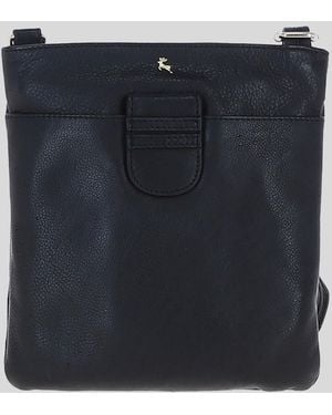 Ashwood Leather Genuine Crossbody X Shoulder Bag With Golden Accents - Black
