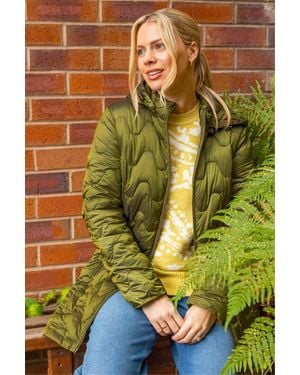 Roman Hooded Quilted Puffer Coat - Green