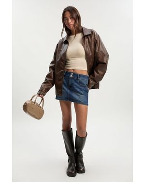 Boohoo Double Button Denim Mini Skirt - Blue
