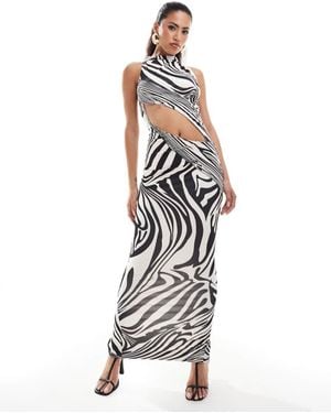 Murci High Neck Sleeveless Slash Waist Maxi Dress - White