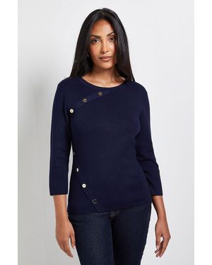 Wallis Petite Button Detail Jumper - Blue
