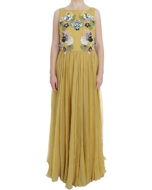 Dolce & Gabbana Enchanting Silk Floral Appliquã Gown - Natural