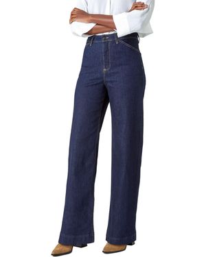 Roman Cotton Blend Wide Leg Stretch Jeans - Blue