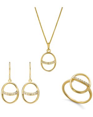 Orphelia 'amaliada' Dames 925 Zilveren Set: Ketting + Oorbellen + Ring - Metallic