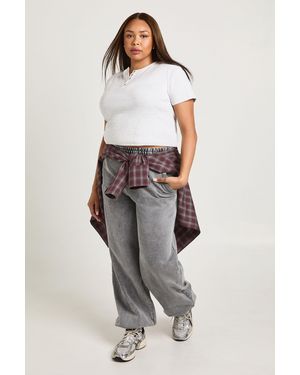 Boohoo Plus Acid Washed Wide Leg Cargo Joggers - Grey