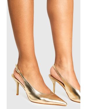 Boohoo Metallic Pointed Slingback Court Shoes