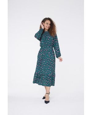 Chapter London Luipaard Maxi Jurk Met Hoge Hals - Blauw