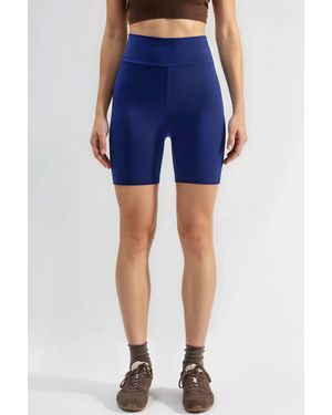 Hiccup High Waist Soft Textured Biker Shorts - Blue