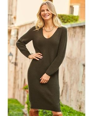 Sosandar Khaki Relaxed Fit Jumper Dress - Green