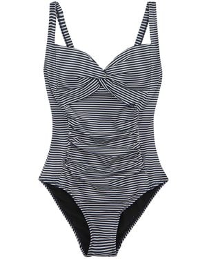 Regatta Ladies Stripe Seersucker Tummy Control One Piece Swimsuit Material_Synthetic - Grey