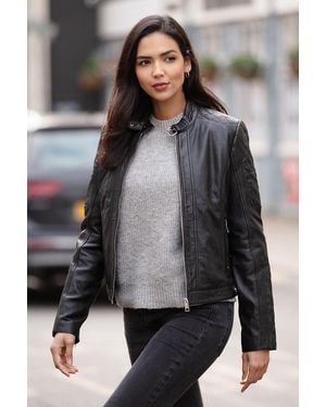 Ashwood Leather 'Kore' Real Biker Jacket - Grey