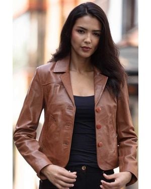 Ashwood Leather 'Angel' Real Three Button Blazer - Brown